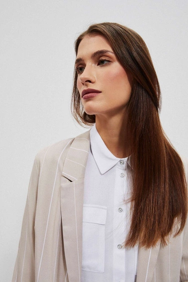 Marynarka w paski piaskowa