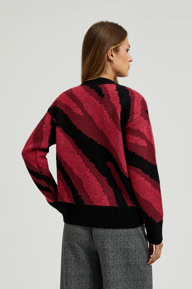 Sweter z geometrycznym wzorem czerwony