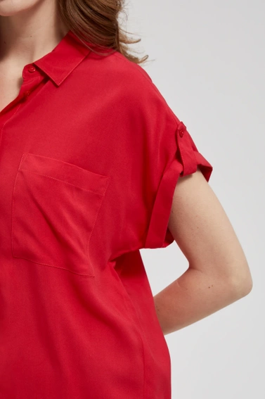 Koszula z kieszonką i kołnierzykiem czerwona