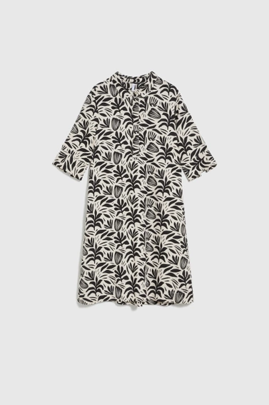 Sukienka z dekoltem zapinanym na guziki beżowa