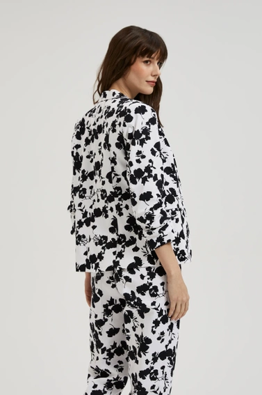 Marynarka z rękawami 3/4 czarno-biała