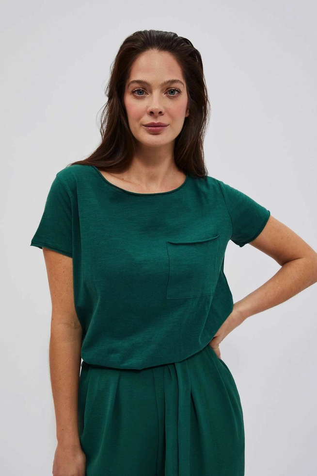 T-shirt oversize z kieszonką malahitowy