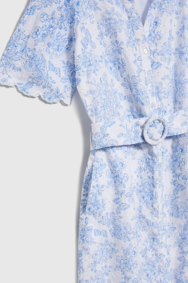 Bawełniana sukienka z paskiem biała