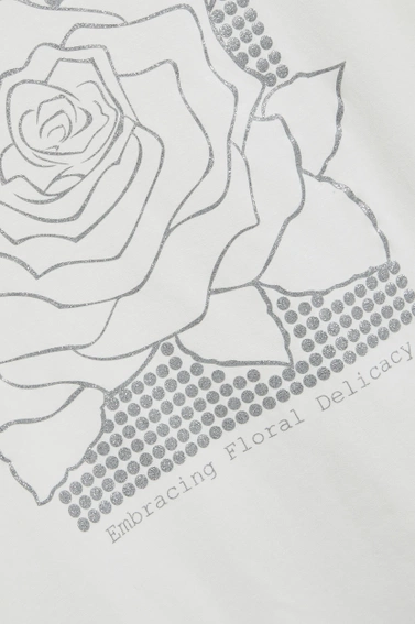 Bluzka z nadrukiem i rękawami 3/4 biała