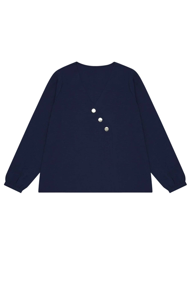 Koszula z ozdobnymi guzikami granatowa