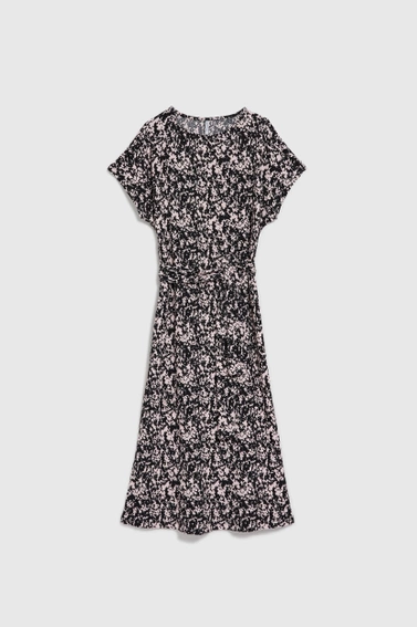 Wzorzysta sukienka midi czarna damska