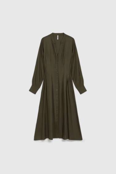 Wiskozowa sukienka midi oliwkowa