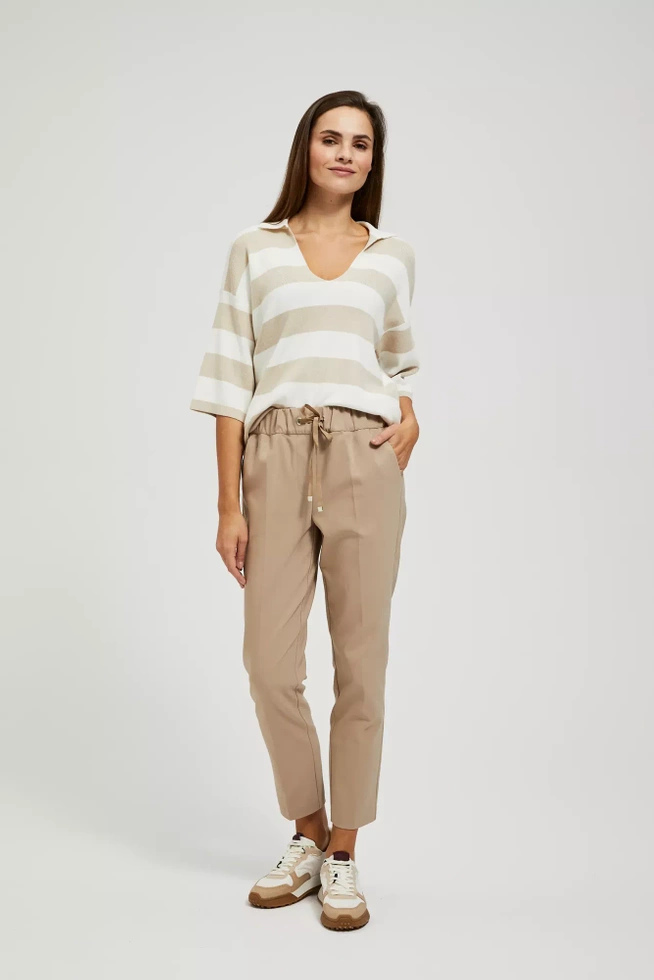 Spodnie w kant z wiązaniem w pasie