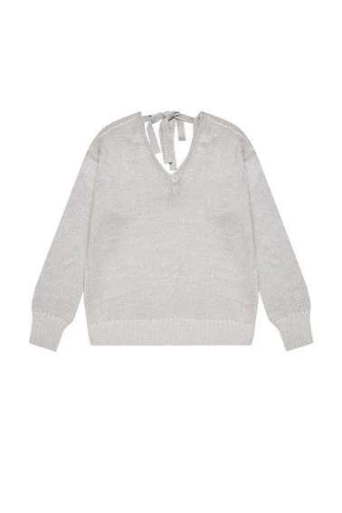Sweter z dekoltem na plecach srebrny