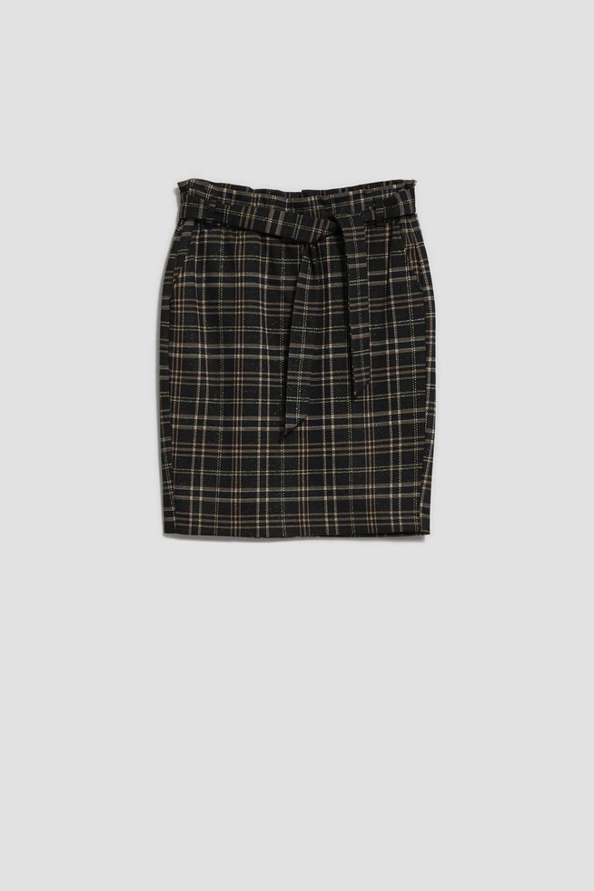 Spódnica w kratę z wiązaniem
