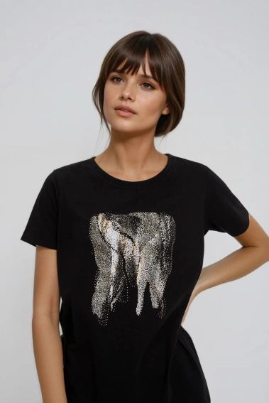 Bluzka z nadrukiem czarna