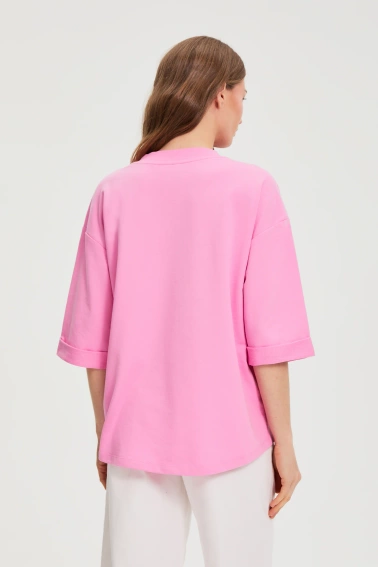 Bluza z dekoltem w serek różowa