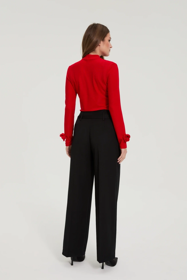 Spodnie w kant z paskiem czarne