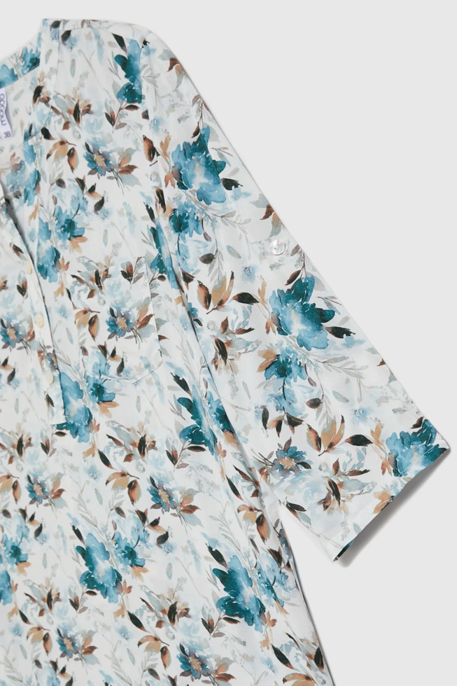 Wiskozowa koszula z kwiatowym wzorem zielona