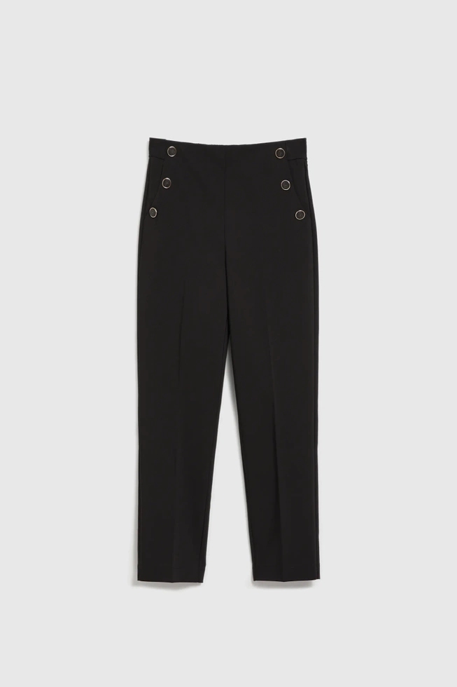 Spodnie w kant z ozdobnymi guzikami czarne