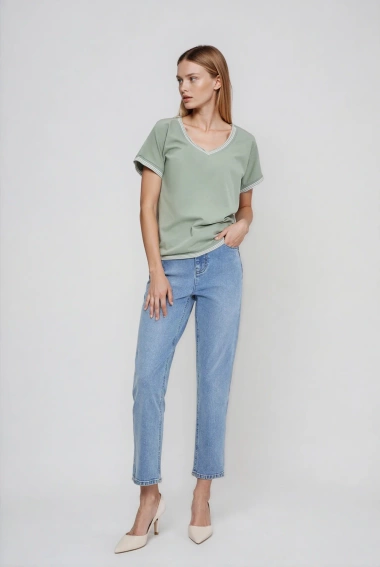 Bluzka z bawełny oliwkowa