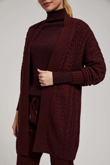 Długi kardigan kasztanowy