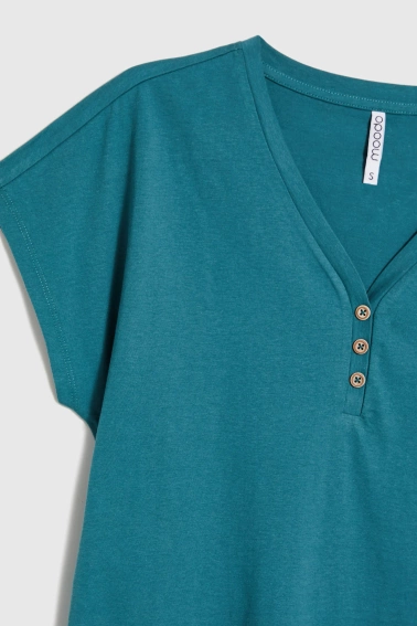 Bawełniana bluzka z guzikami zielona