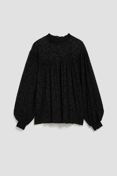 Koszula z bufiastymi rękawami czarna