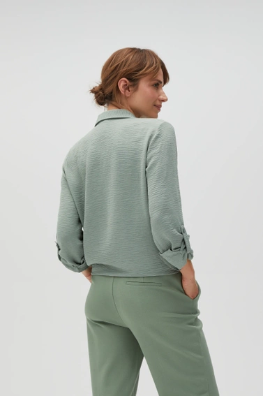 Koszula z wiązaniem oliwkowa