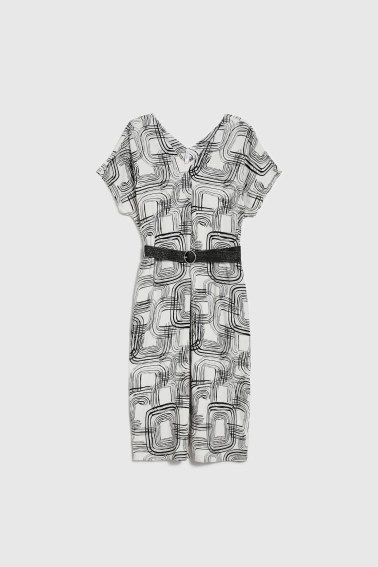 Wiskozowo-lniana sukienka biała 