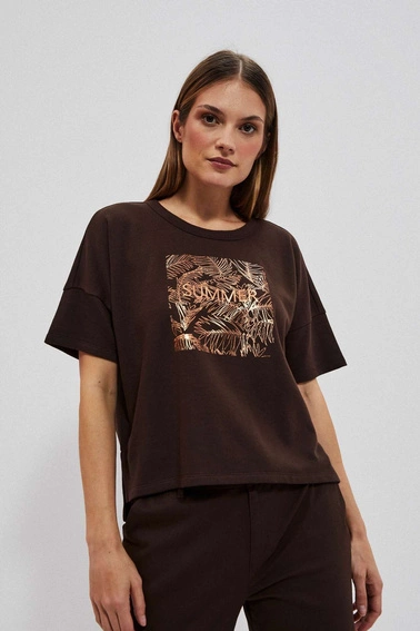 Bluza z nadrukiem ciemnbrązowa