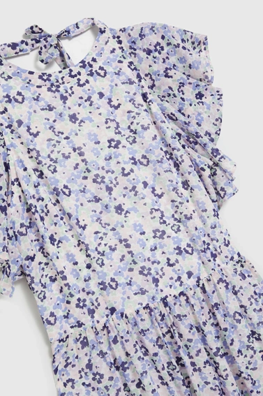 Sukienka maxi w kwiaty błękitna