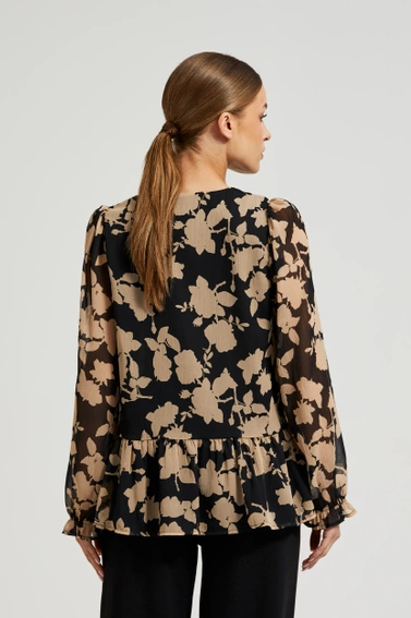 Koszula z beżowym wzorem czarna 