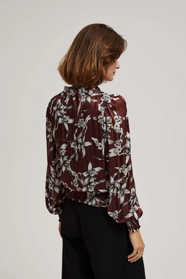 Koszula z kwiatowym wzorem kasztanowa