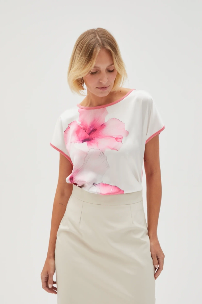 Bluzka z nadrukiem różowa