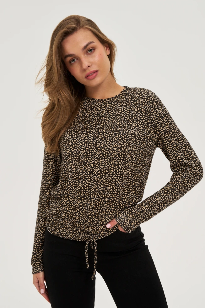 Sweter w drobny wzór beżowy