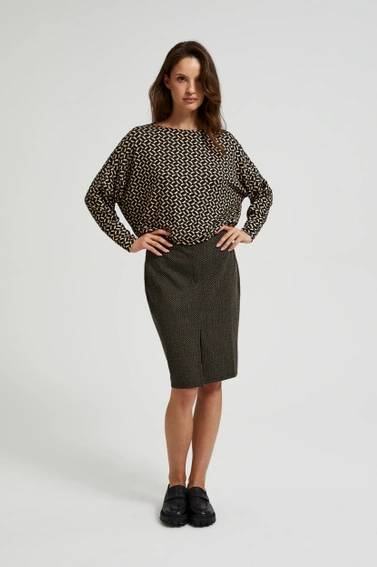 Wzorzysty sweter z długimi rękawami czarny