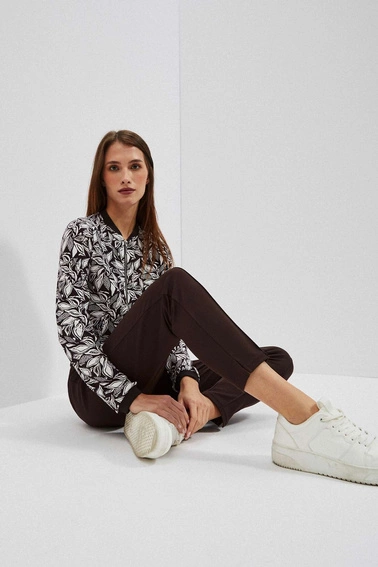 Bomberka z printem ciemnbrązowa