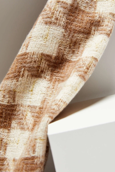 Szal w kratę beżowy