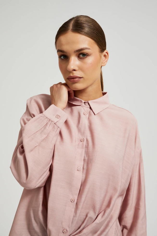 Koszula z asymetrycznym dołem różowa