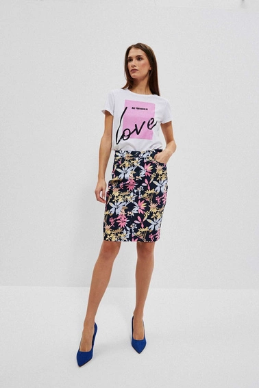 Spódnica z roślinnym printem ciemnbrązowa