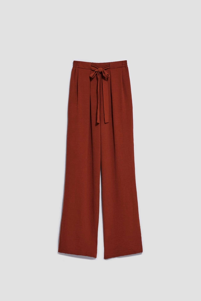 Spodnie z szerokimi nogawkami brązowe