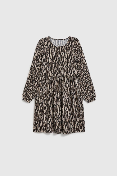 Sukienka z bufiastymi rękawami brązowa