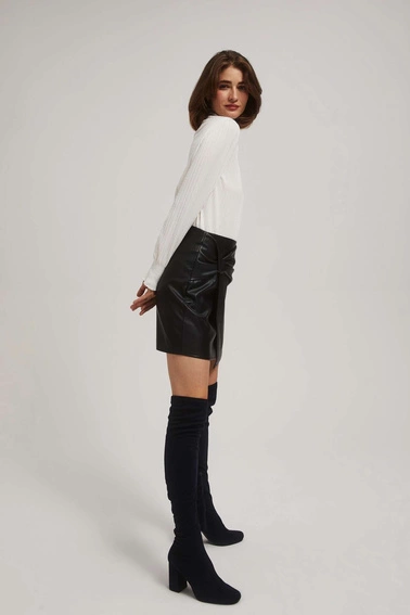 Trapezowa spódnica z imitacji skóry czarna