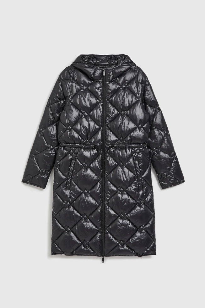 Pikowana kurtka ze ściągaczem czarna