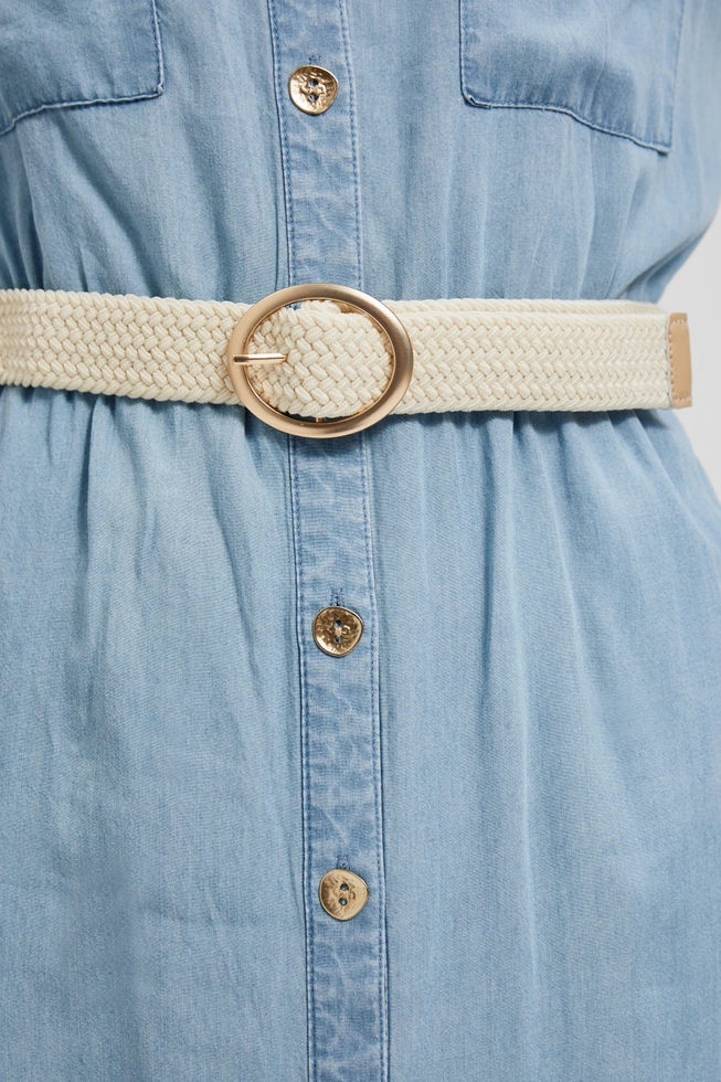 Sukienka lyocell o długości midi błękitna