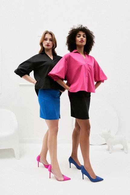 Spódniczka mini z paskiem niebieska