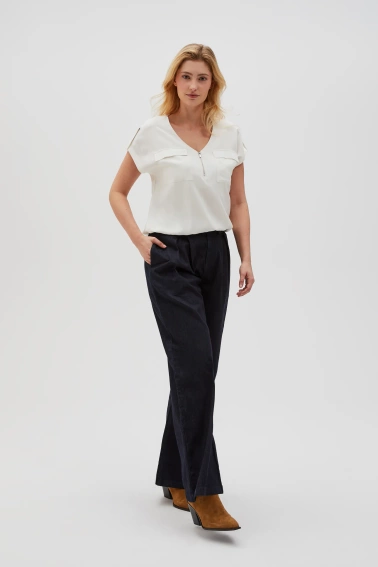 Jeansy z szerokimi nogawkami granatowe