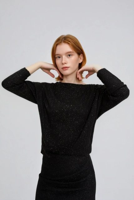 Błyszcząca bluzka czarna