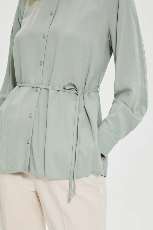 Koszula z wiązaniem oliwkowa