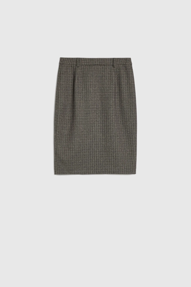 Ołówkowa spódnica do kolan ciemnobeżowa