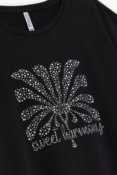 T-shirt z nadrukiem i okrągłym dekoltem czarny 