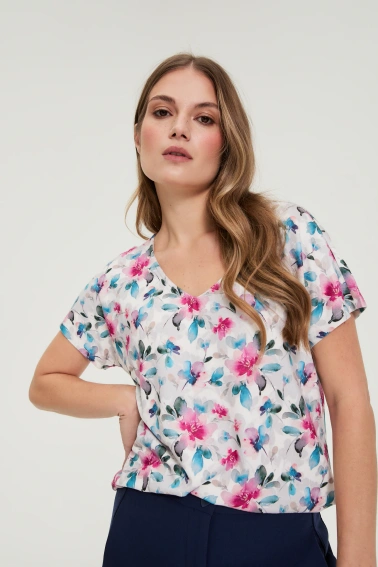 Bluzka z dekoltem w serek biała