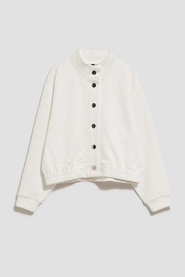 Bluza z ozdobnymi guzikami perłowa