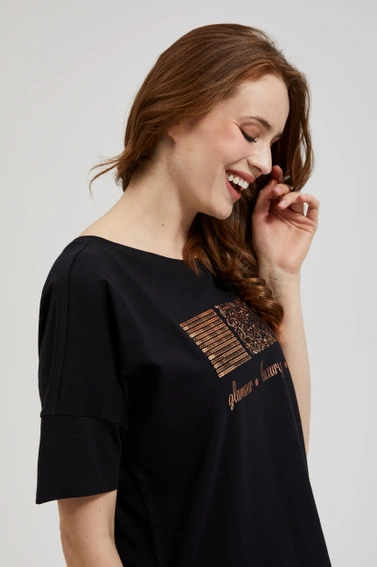 Bluzka z cekinami czarna